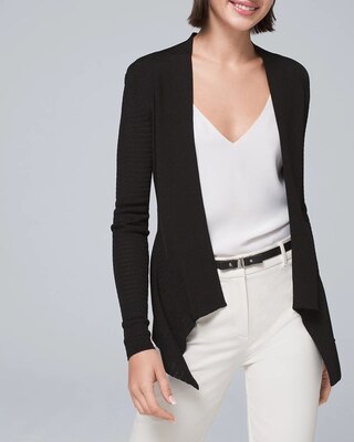 POINTELLE DRAPED CARDIGAN