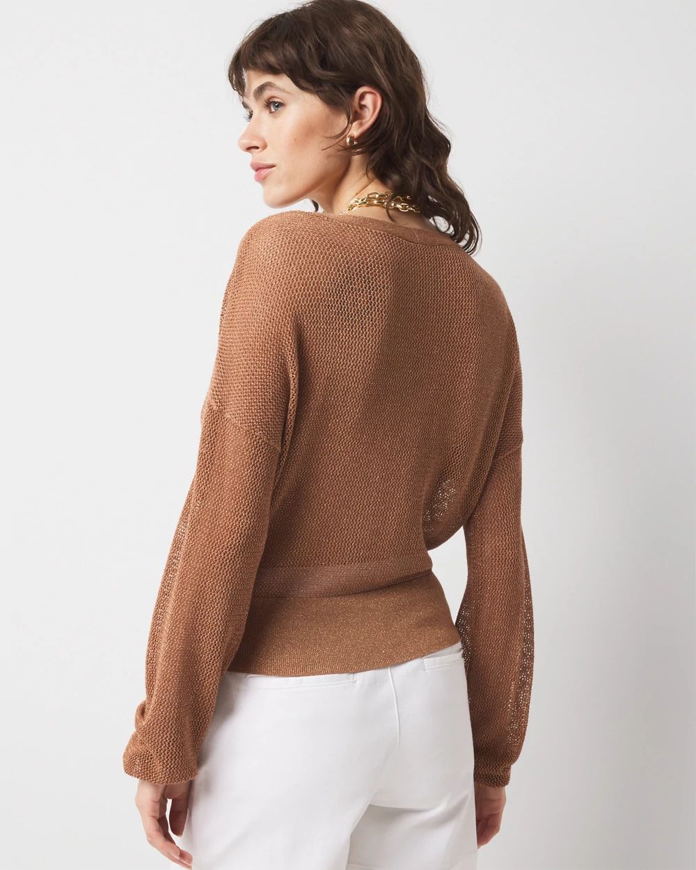 Bronze Shimmer Surplice Sweater click to view larger image.