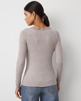 Lace Trim Long Sleeve Tee click to view larger image.