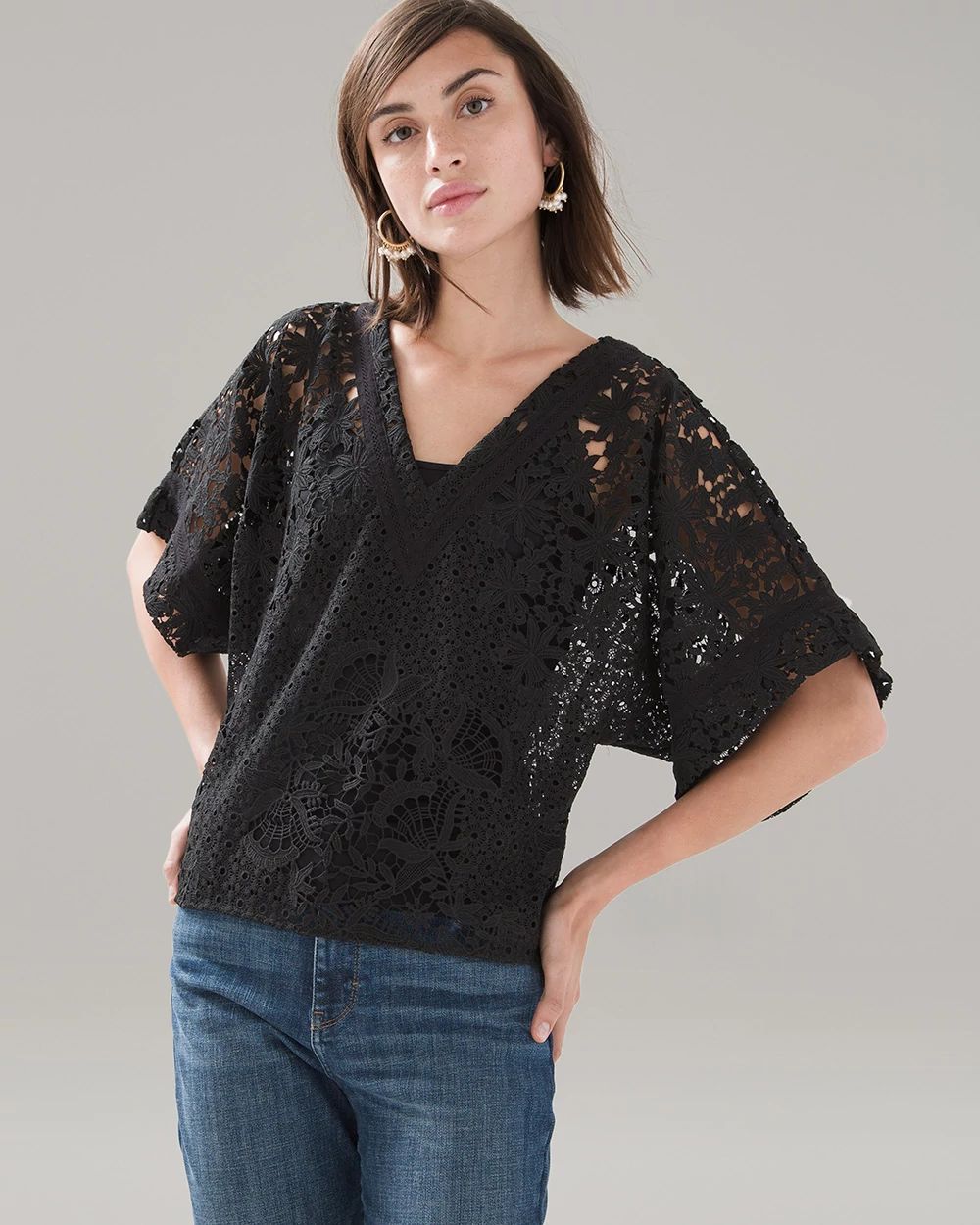V-Neck Lace Kimono