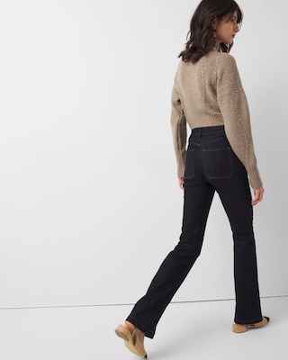 High-Rise Patch Pocket Bootcut Jeans