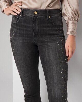 High-Rise Embellished Slim Ankle Jeans click to view larger image.