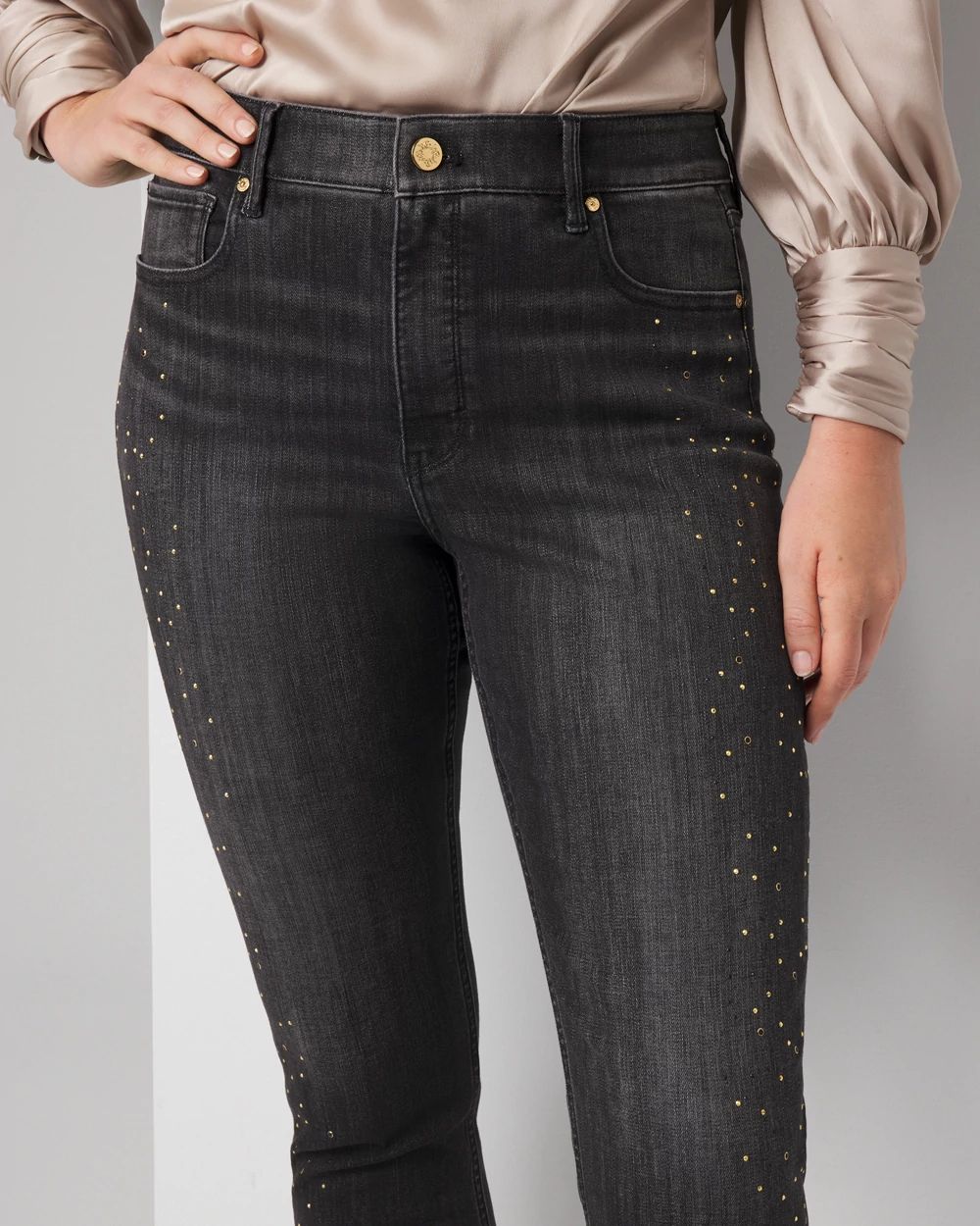 High-Rise Embellished Slim Ankle Jeans click to view larger image.
