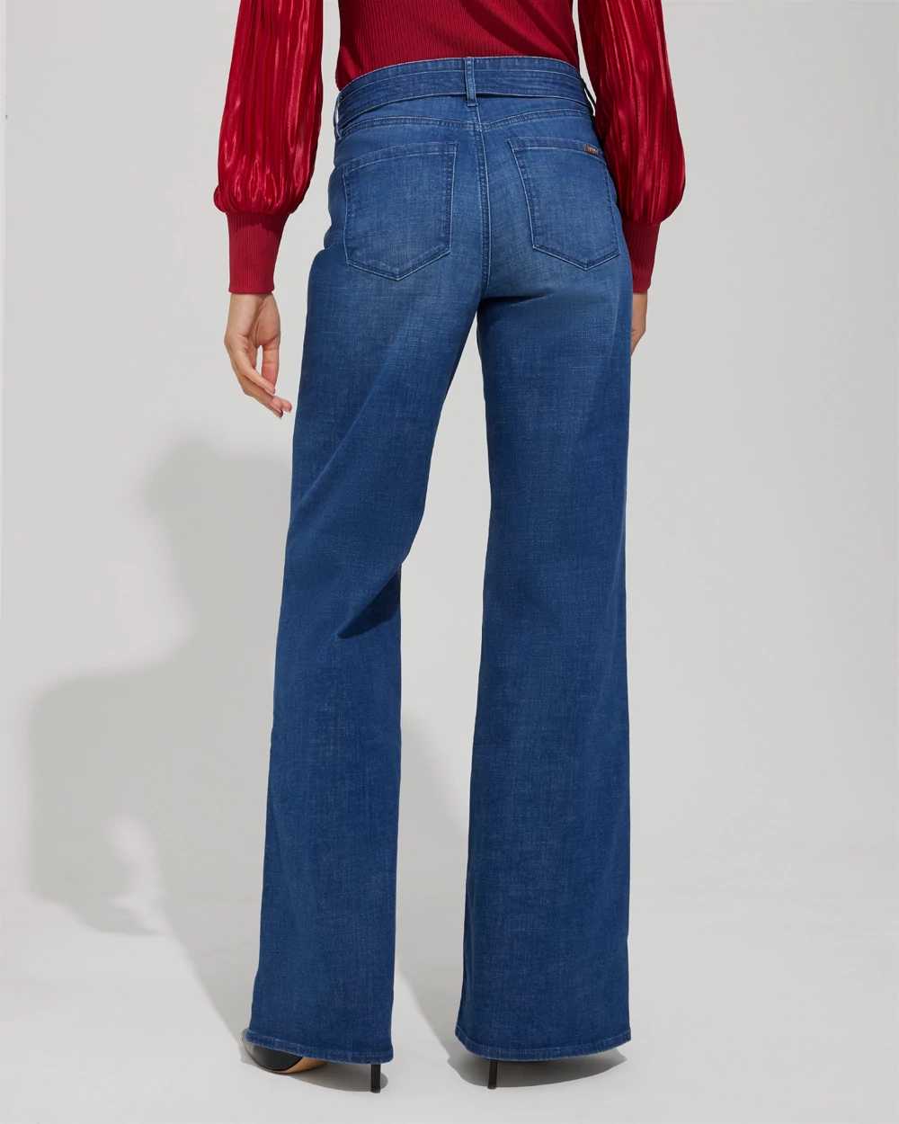 Outlet WHBM Belted High Rise Wide Leg Jeans click to view larger image.