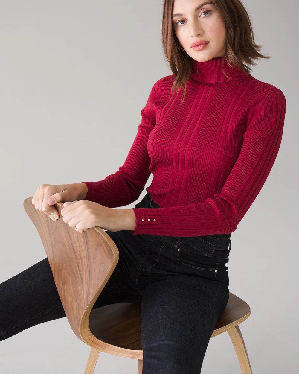 Long Sleeve Transfer Rib Turtleneck