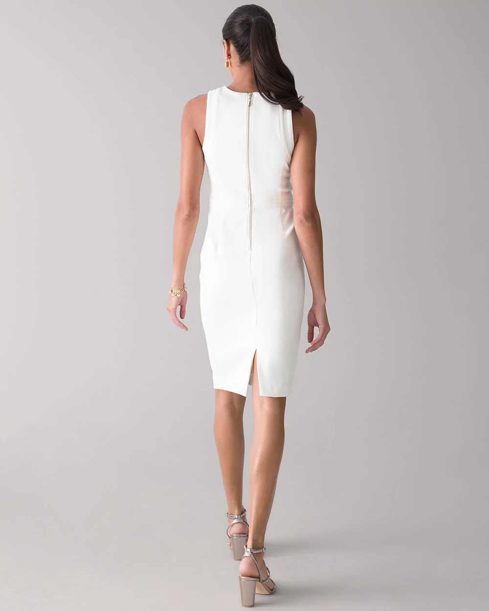 Luxe Stretch Sleeveless Button Detail Dress White House Black Market