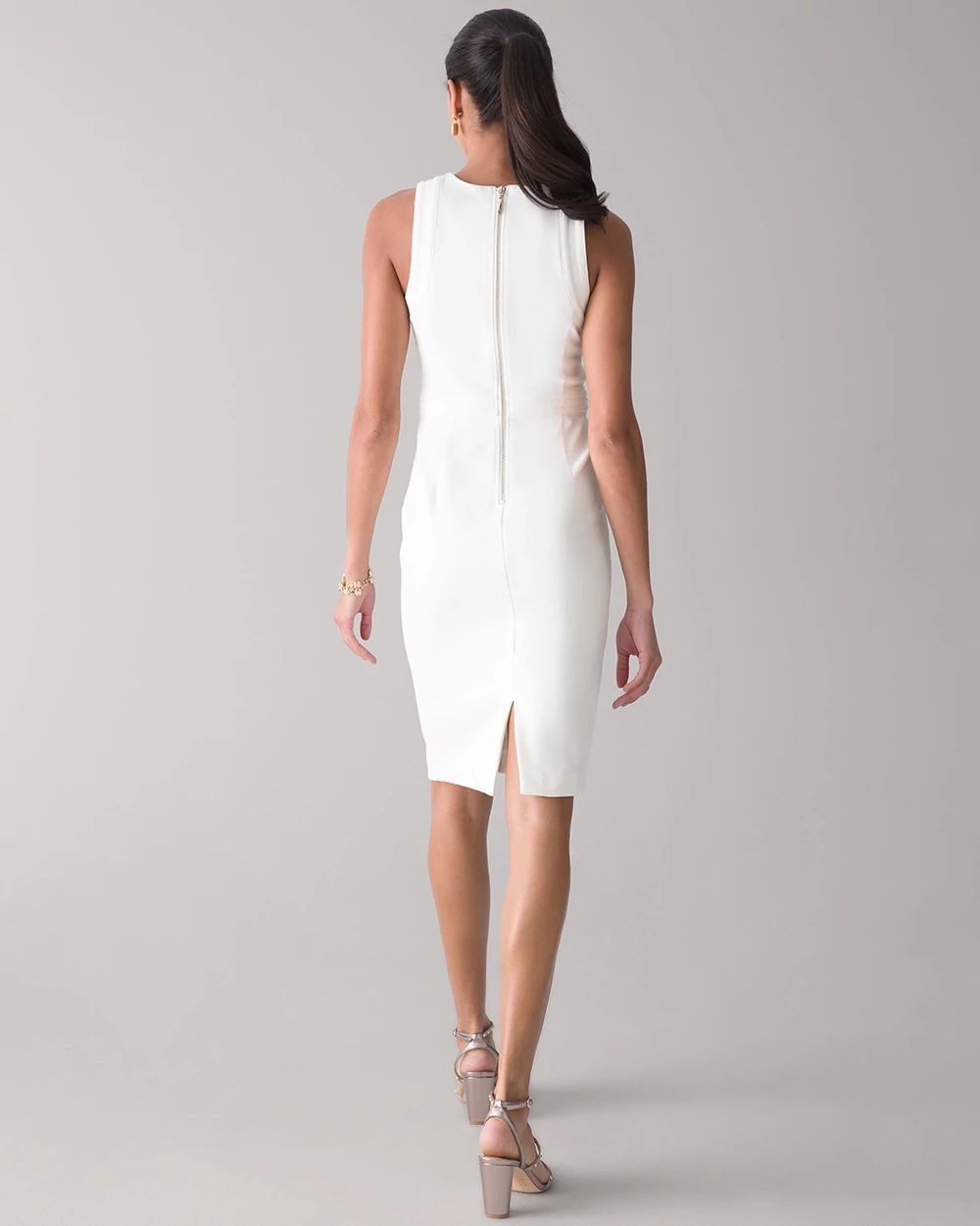 Luxe Stretch Sleeveless Button Detail Dress