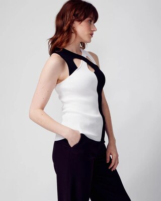 Black + White Cutout Sweater Tank
