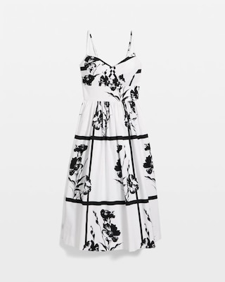 Pleated V-neck Midi Dress click to view larger image.