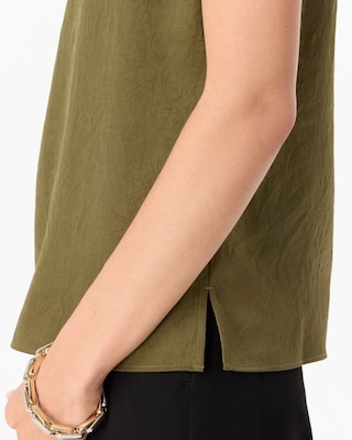 Ribbed Trim Satin Tee click to view larger image.