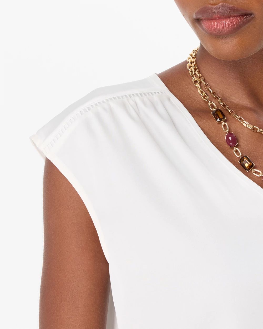 V-neck Crepe Shell click to view larger image.