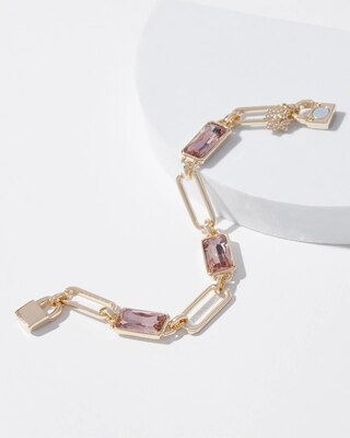Gold Bezel Rose Crystal Magnetic Bracelet