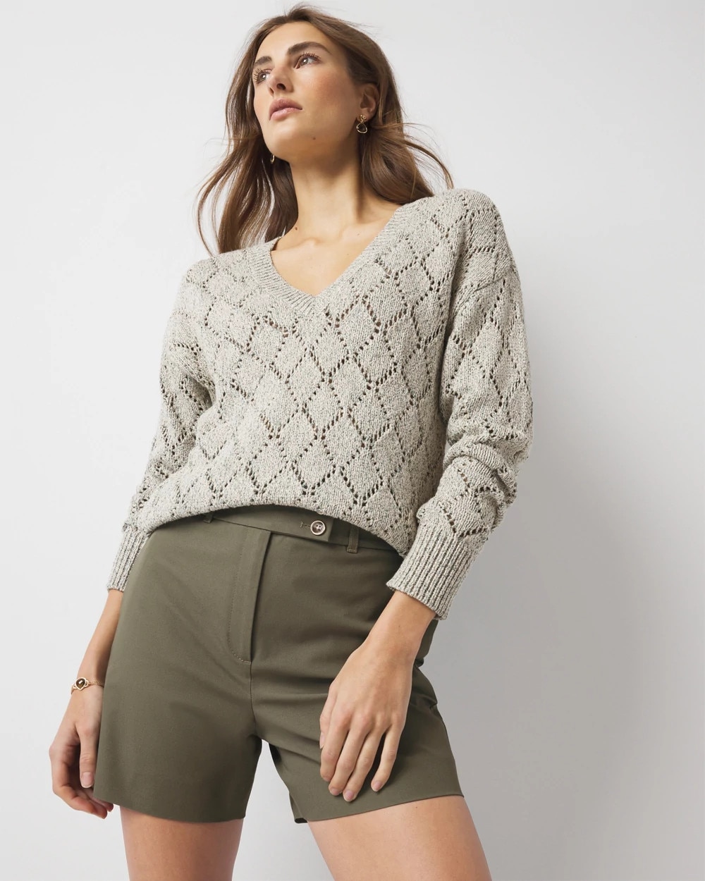 Pointelle Marled Shimmer Sweater - image 5