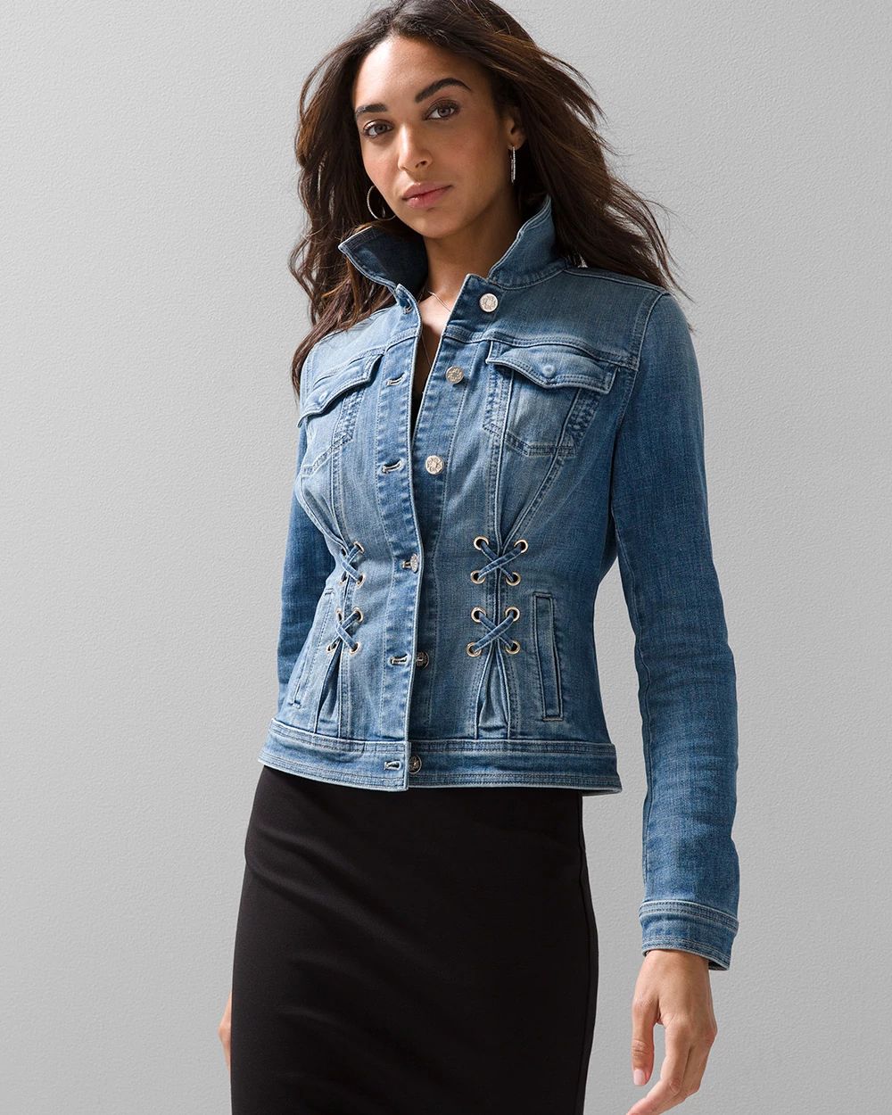 Grommet Trucker Denim Jacket