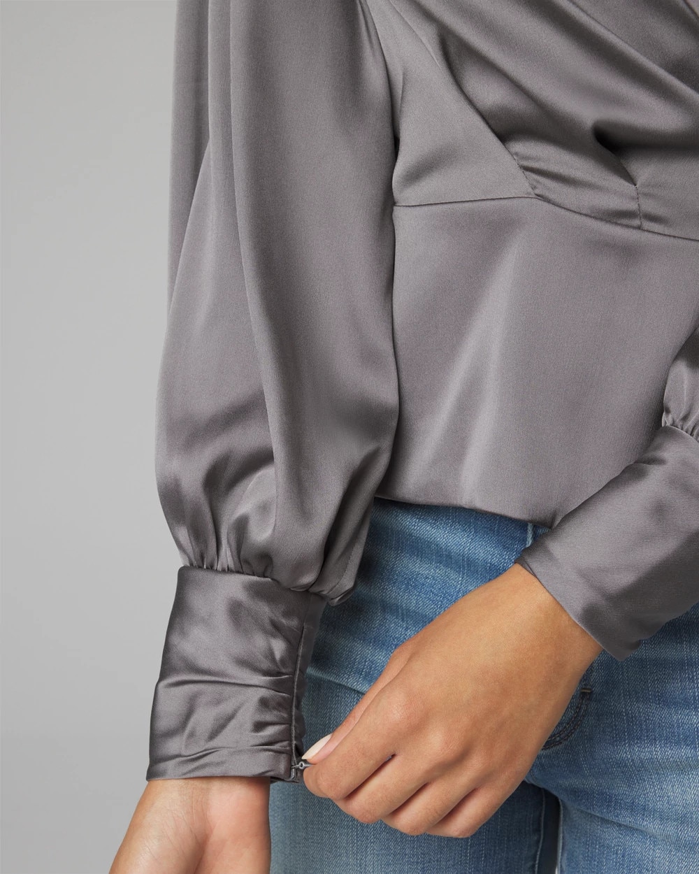 Satin Wrap Blouse