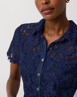 Button-Front Lace Midi Dress click to view larger image.
