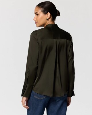 Pocket Detail Satin Shirt click to view larger image.