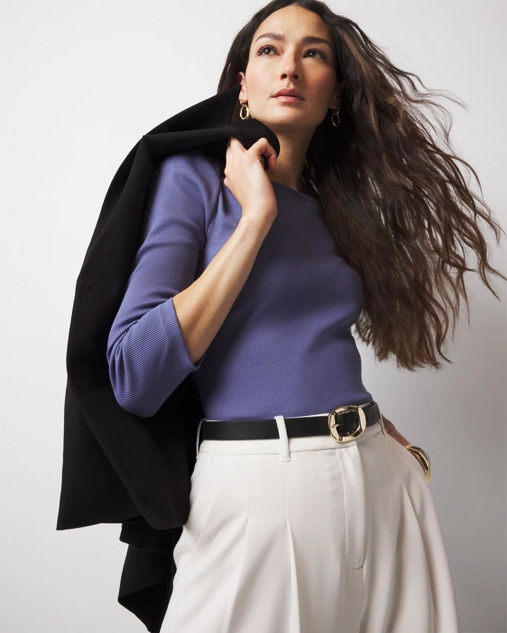 WHBM FORME™  Ribbed Stretch Boatneck Top