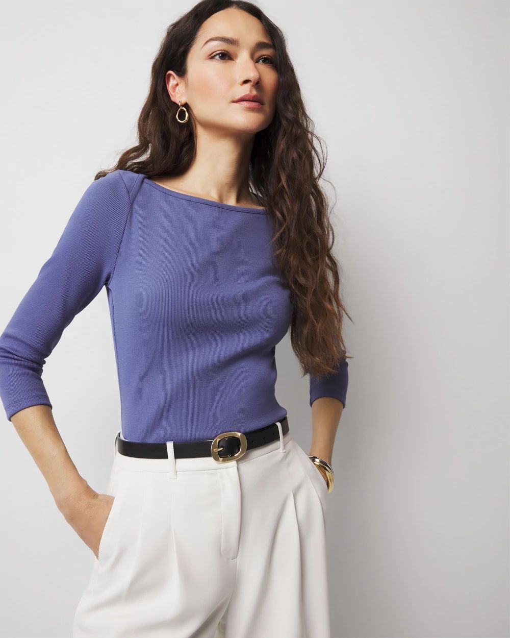 WHBM FORME™  Ribbed Stretch Boatneck Top