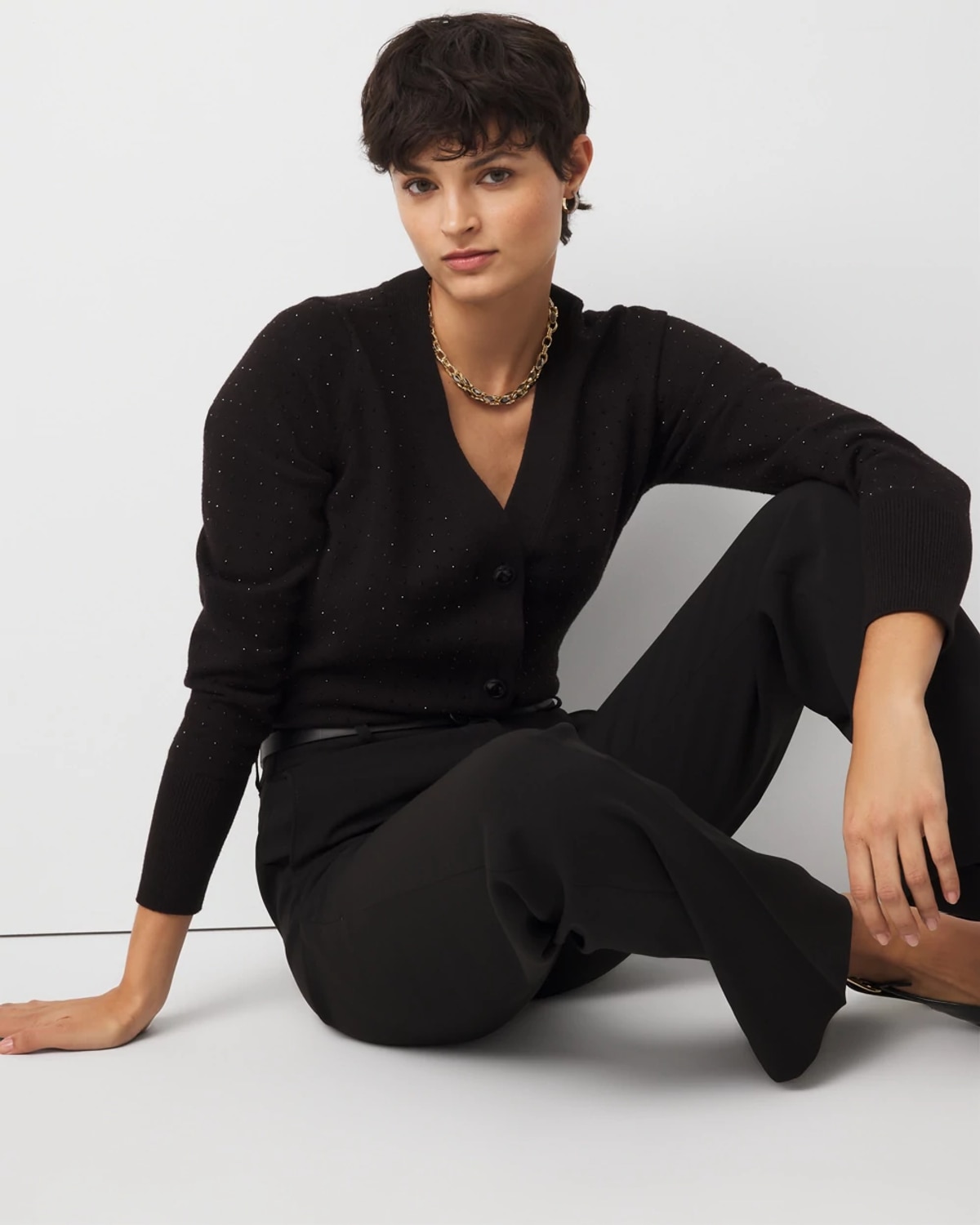 White House Black Market Embellished Cardigan Sweater In Black