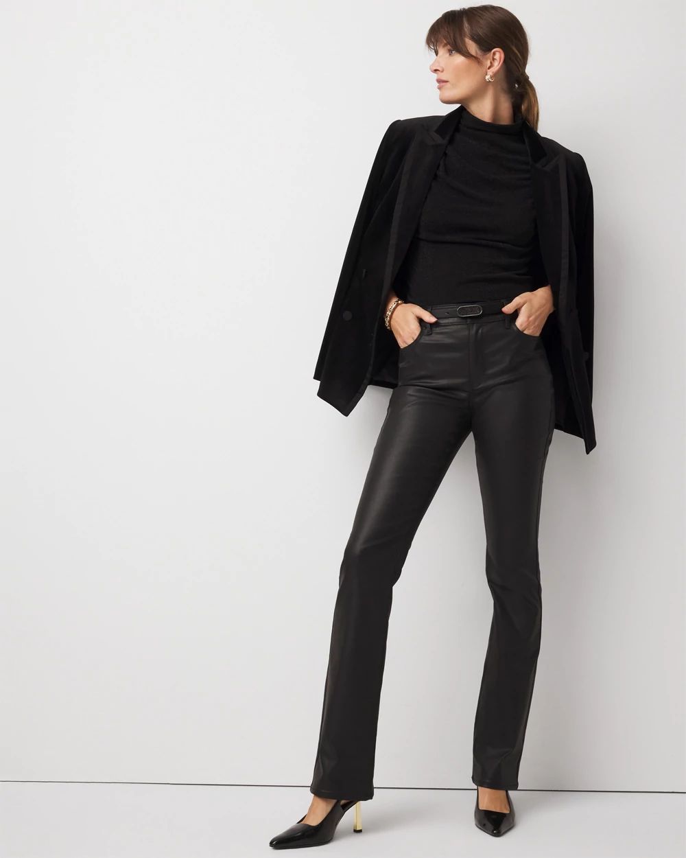 WHBM FORME™ Stretch Metallic Long-Sleeve Tee click to view larger image.