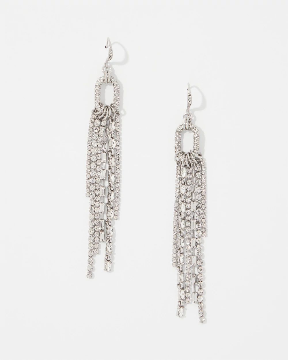Rhinestone Fringe Drop Earrings click to view larger image.