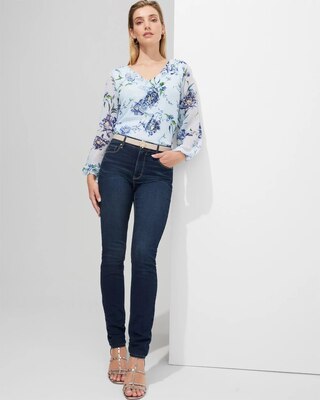 Outlet WHBM Long Sleeve Ruffle Blouse