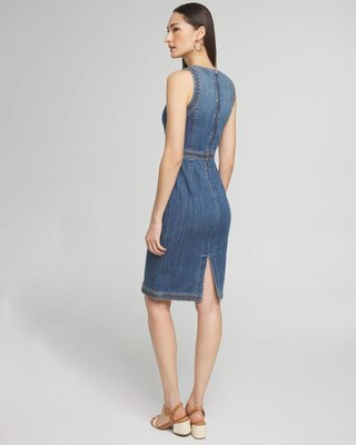 Sleeveless Denim Crest Sheath Dress