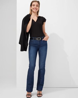 Outlet WHBM Notch-Neck Ruffle-Sleeve Tee