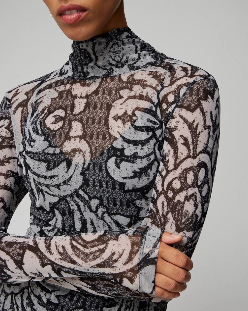Long Sleeve Mesh Turtleneck