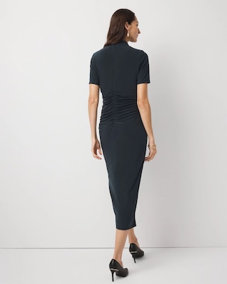 Petite Ruched Mockneck Midi Dress click to view larger image.