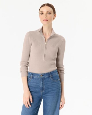 Zip-Up Mock Neck Pullover