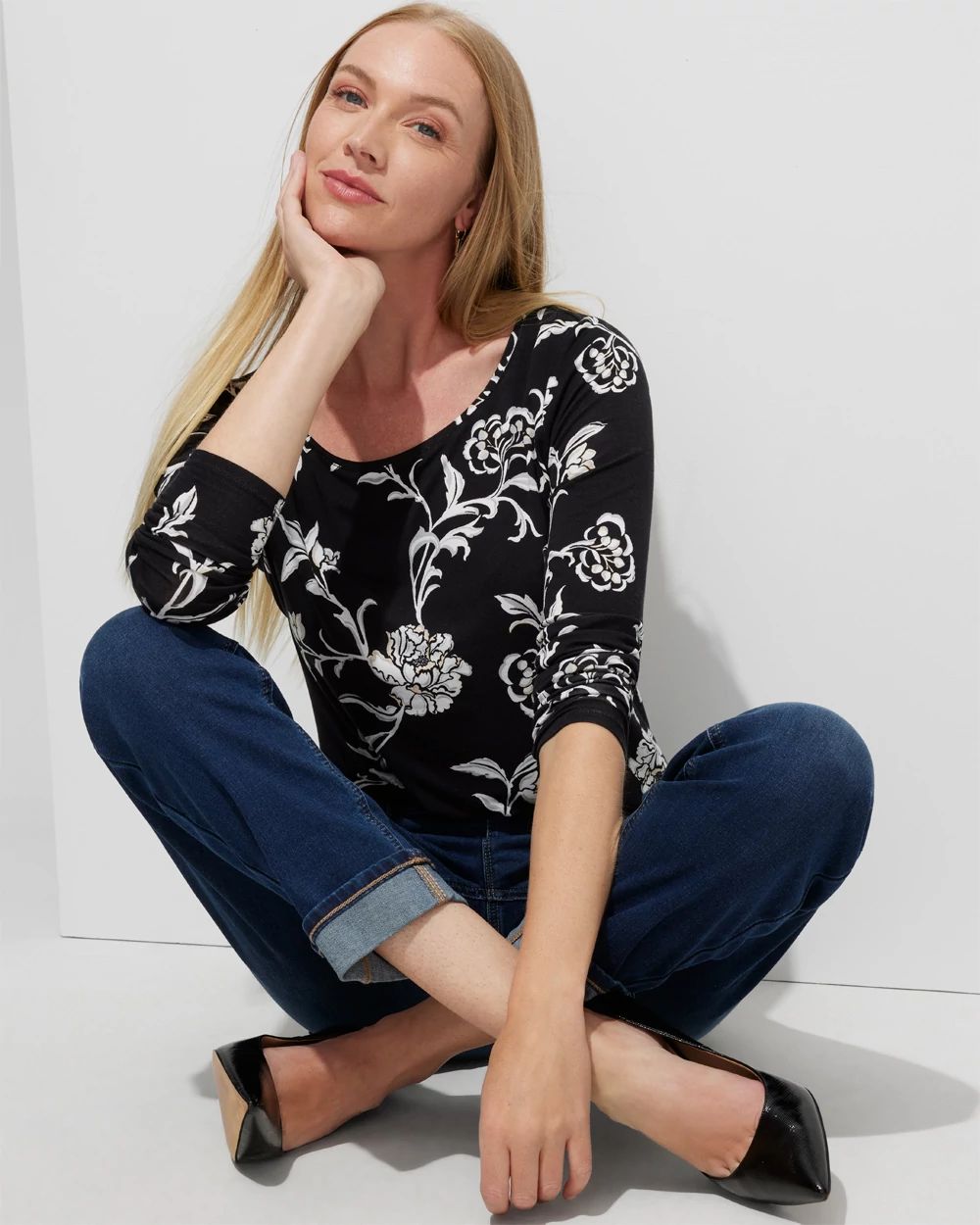Outlet WHBM Long-Sleeve Scoop-Neck Tee