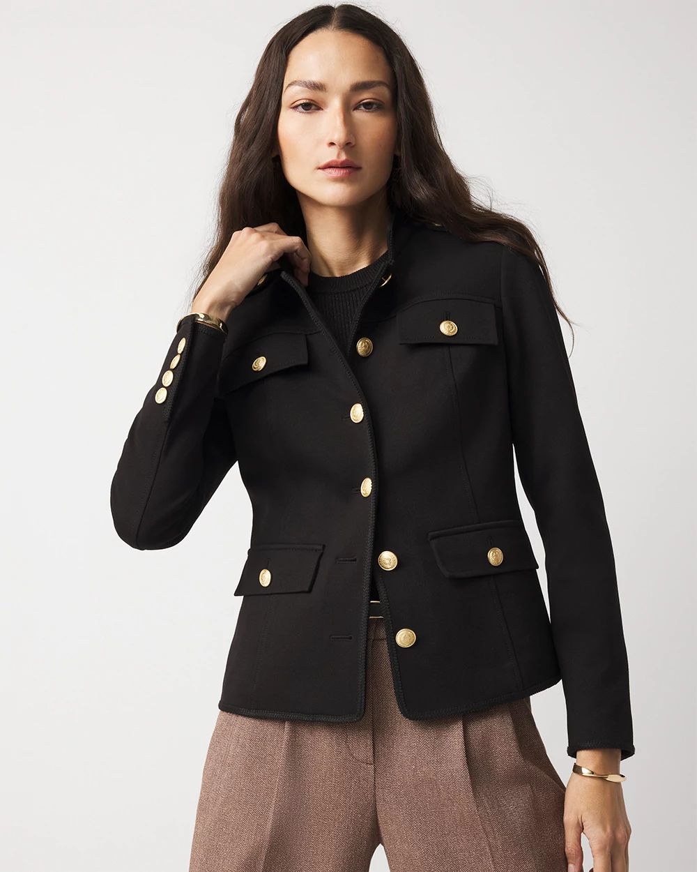 Ponte Button Detail Jacket