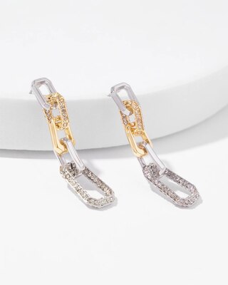Mixed Metal Crystal Link Linear Earrings click to view larger image.