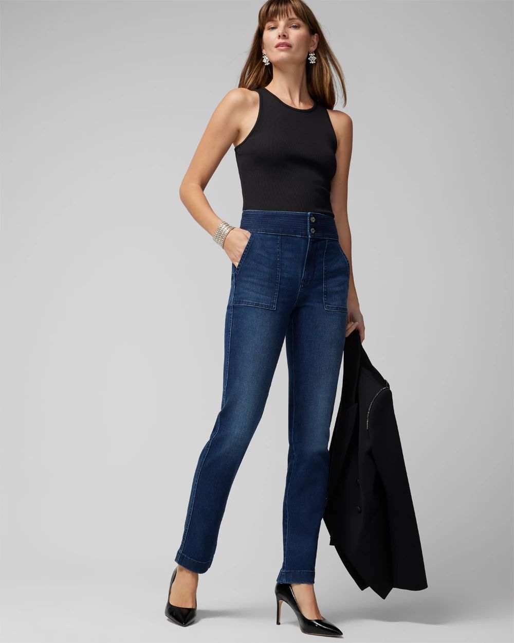 Extra High-Rise Everyday Soft Trapunto Slim Jeans click to view larger image.
