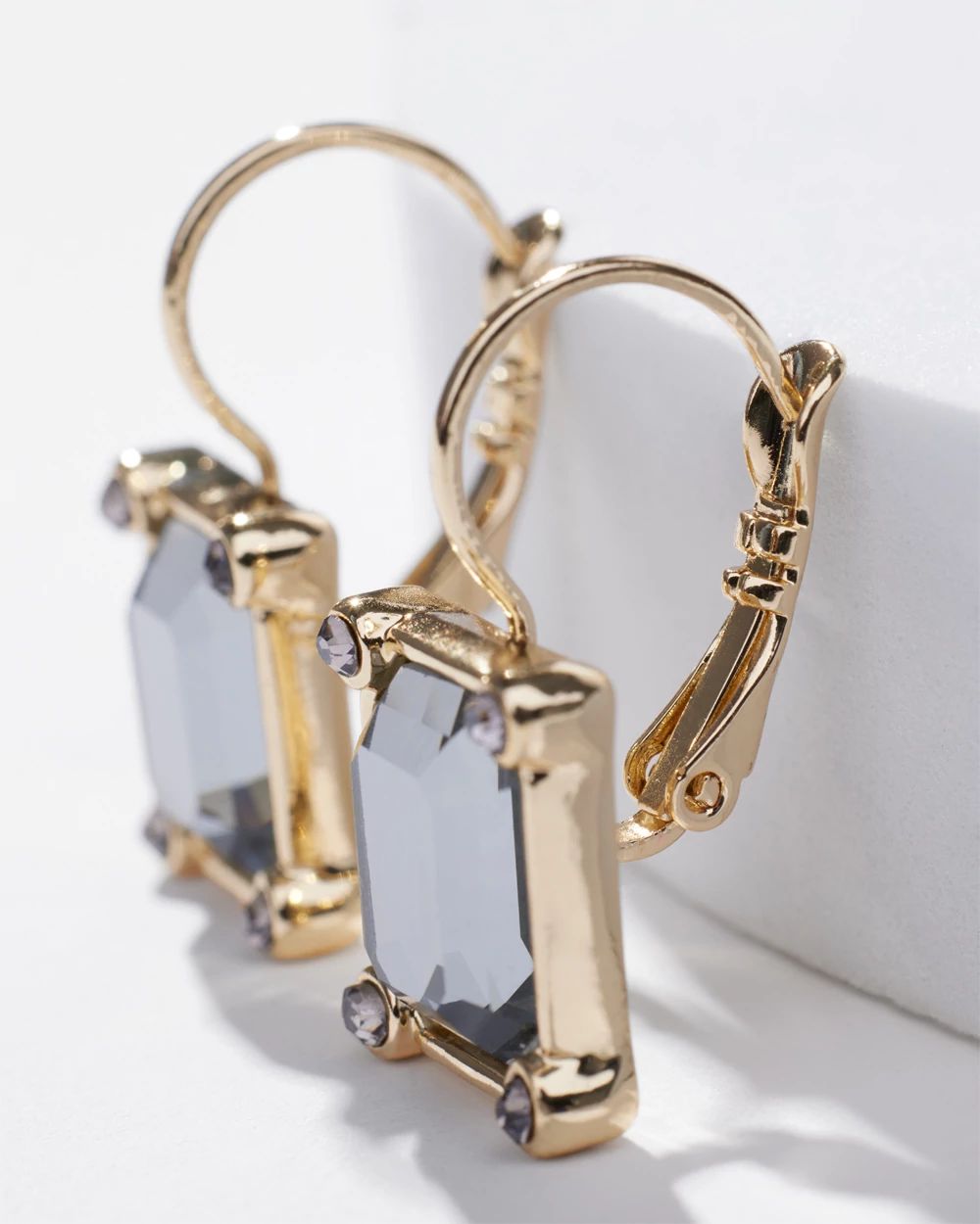 Gold Black Crystal Drop Earrings