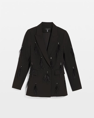 Feather Embellished Double-Breasted Blazer click to view larger image.