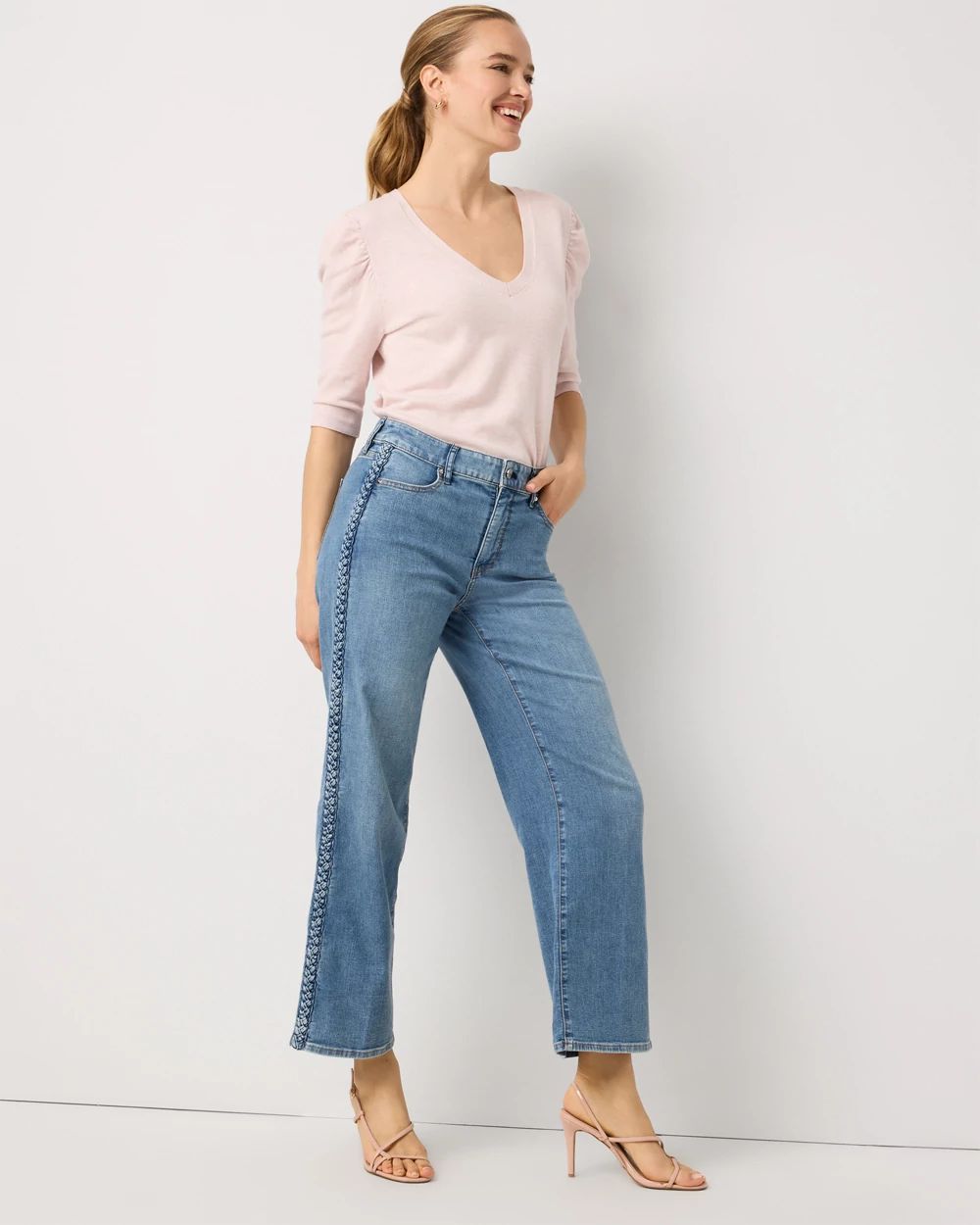 Petite Featherweight High Rise Wide Leg Cropped Jean