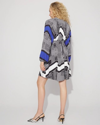 Long-Sleeve Pleated Belted Dress click to view larger image.