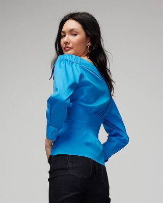 Off-the-Shoulder Poplin Surplice Top