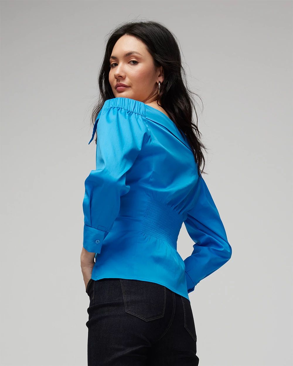 Off-the-Shoulder Poplin Surplice Top