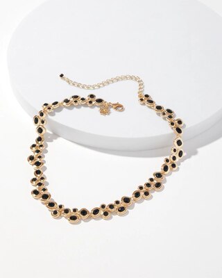 Gold + Black Glass Statement Necklace