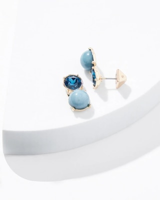 Gold Blue Stone Drop Earrings