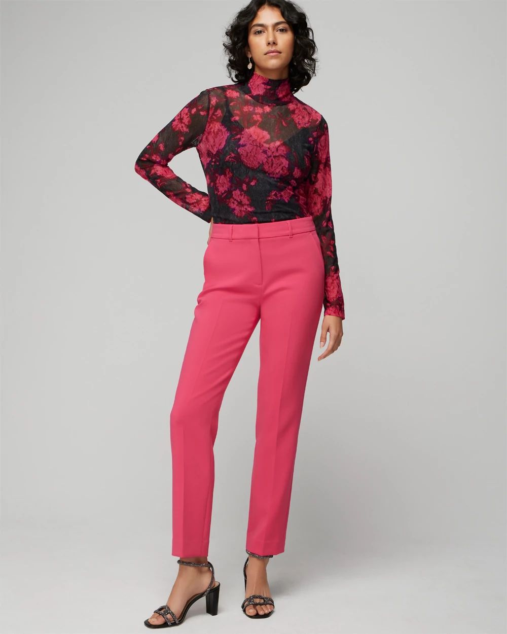 WHBM® Elle Slim Ankle Luxe Double Weave Pants click to view larger image.