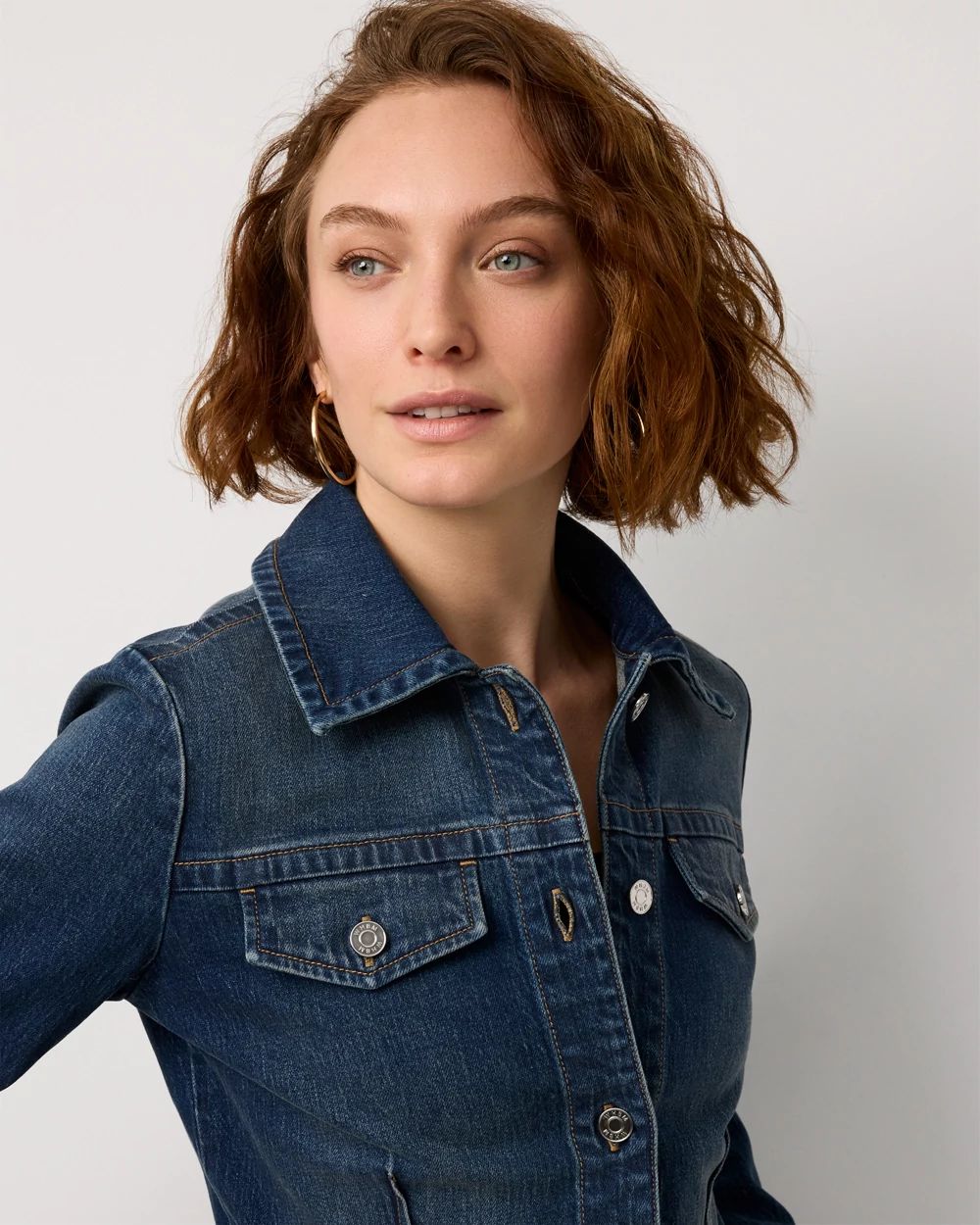 Pleated Denim Trucker Jacket