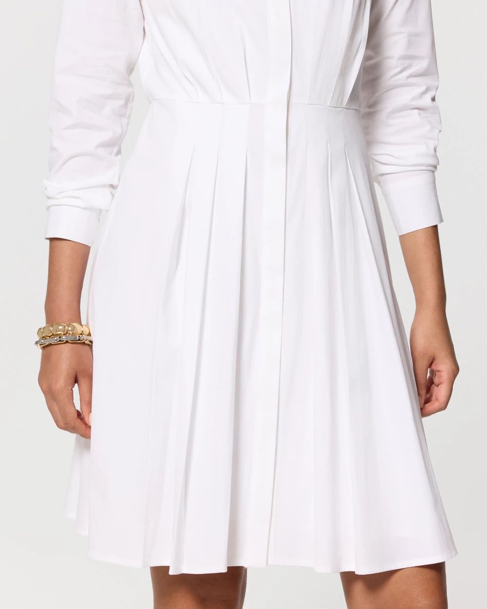 Pleated Poplin Shirt Dress click to view larger image.