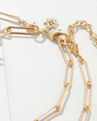 Goldtone Wavy Disc Y-Strand Convertible Necklace