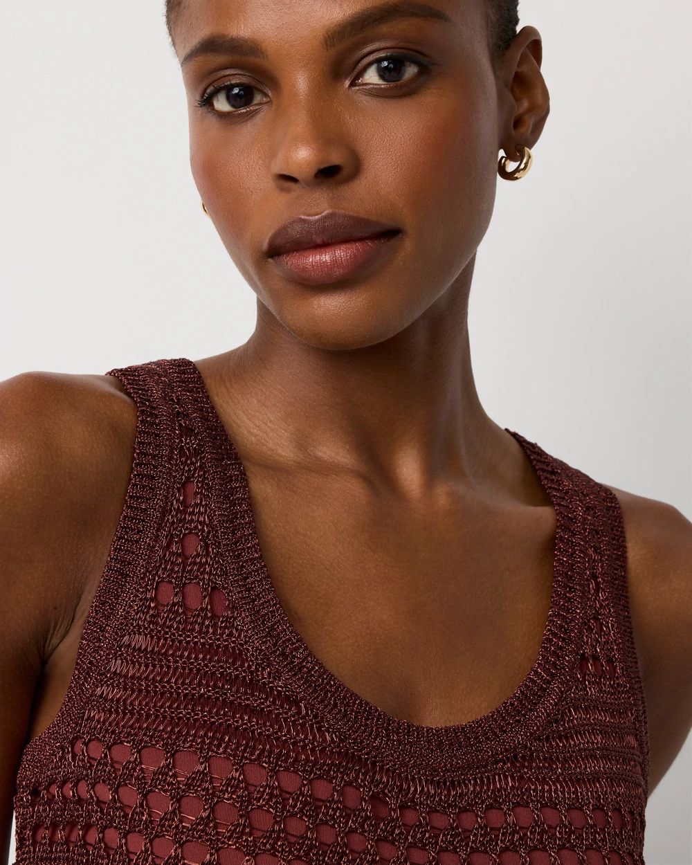 Metallic Scoop Neck Sweater Tank click to view larger image.
