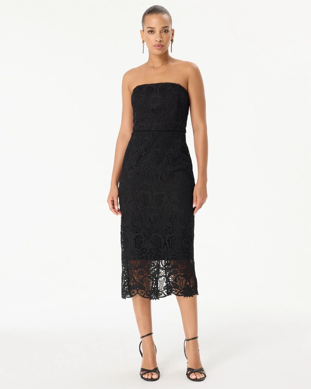Strapless Lace Midi Dress